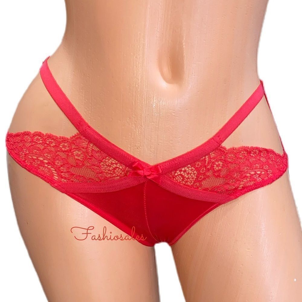 Victorias Secret Very Sexy Mesh lace & satin cut out sides Cheeky panty Red Xs